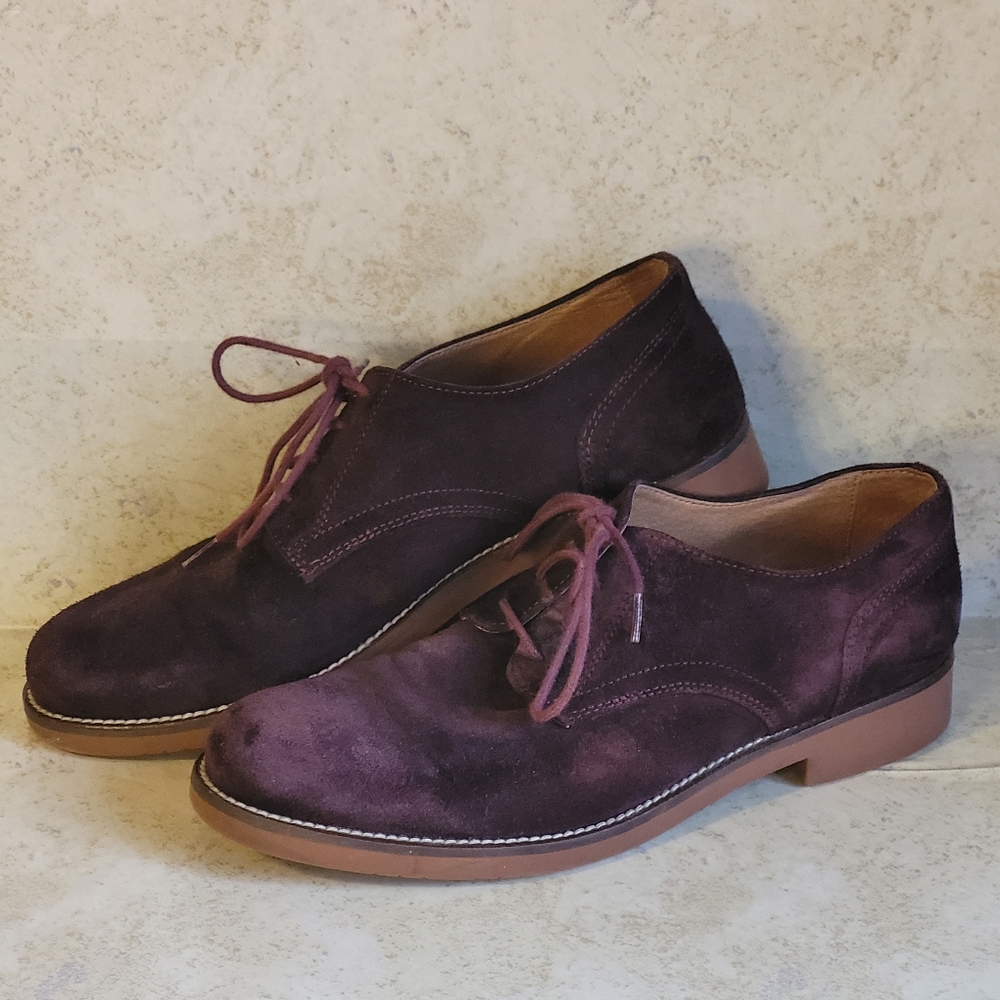 G.H. Bass & Co. "Emmie" Suede Leather Oxford in Purple Burgundy Womens Sz 8